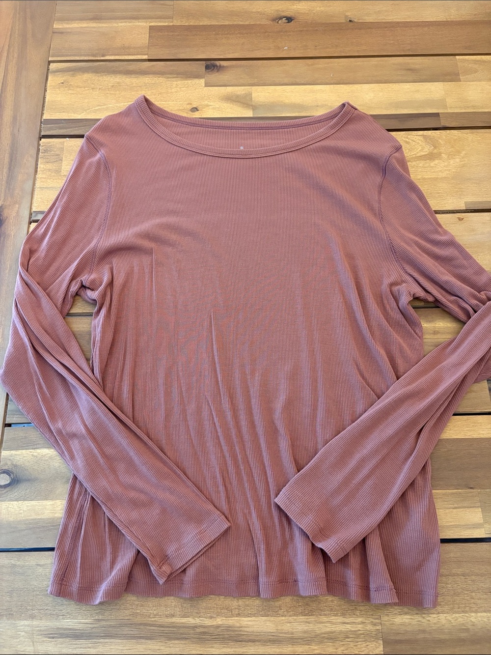 a new day Long-Sleeve Ribbed Top in Burnt Orange